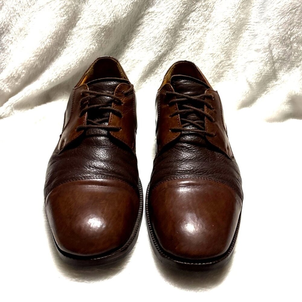 Pronto Uomo Firenze Men’s Size 9 M Brown Leather Cap Toe Italian‎ Leather Oxford